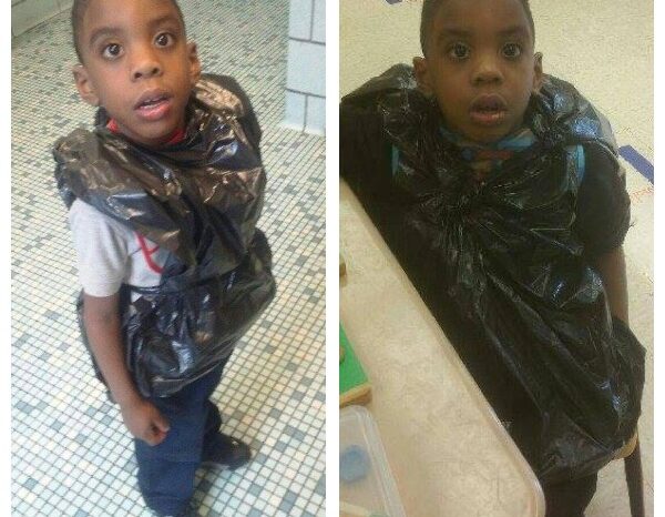 Special needs child forced to wear trash bag at school